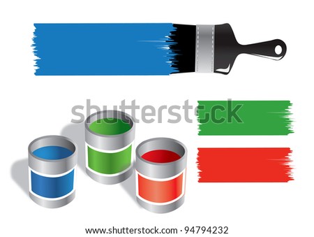 paint bucket and brush vector illustration