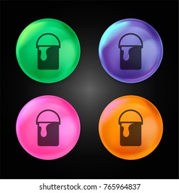 Paint bucket crystal ball design icon in green - blue - pink and orange.