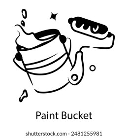 Paint Bucket Doodle Icon ist bereit für Premium-Nutzung 