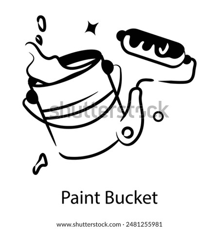 Paint bucket doodle icon is ready for premium use 