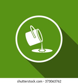 paint bucket flat icon with long shadow. vector illustration