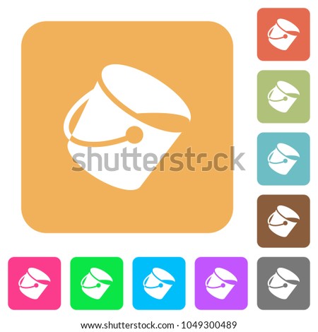 Paint bucket flat icons on rounded square vivid color backgrounds.