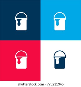 Paint bucket four color material and minimal icon logo set in red and blue