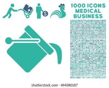 Paint Bucket icon with 1000 medical commerce cobalt and cyan vector pictograms. Clipart style is flat bicolor symbols, white background.