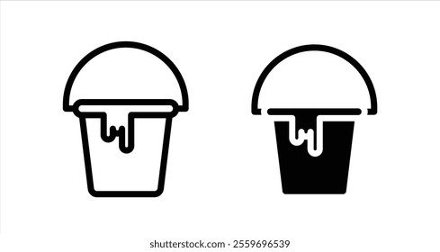 Paint bucket Icon collection in filled and stroke style.