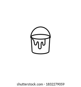 Paint bucket icon. Consruction icon. Simple, flat, black, outline.