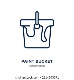 paint bucket icon from construction collection. Thin linear paint bucket, bucket, paint outline icon isolated on white background. Line vector paint bucket sign, symbol for web and mobile