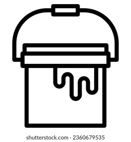 paint bucket icon in line style isolated on white background. Construction tools, vector illustration for graphic design projects