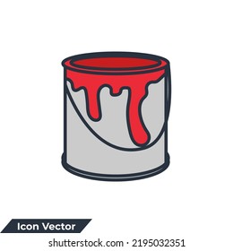 ilustración vectorial del icono del cubo de pintura. plantilla de símbolo de cubo de pintura para colección de diseño gráfico y web