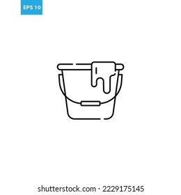 Esquema del icono del cubo de pintura Ilustración del vector