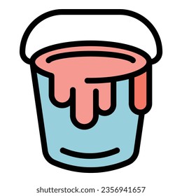 Paint bucket icon outline vector. Food cream. Natural dye color flat