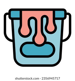 Paint bucket icon outline vector. Plotter machine. Offset computer color flat
