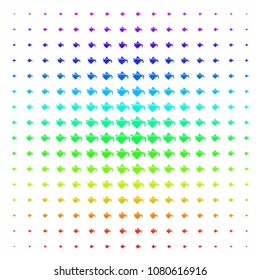 Paint Bucket icon rainbow colored halftone pattern. Vector paint bucket symbols arranged into halftone grid with vertical rainbow colors gradient. Designed for backgrounds,