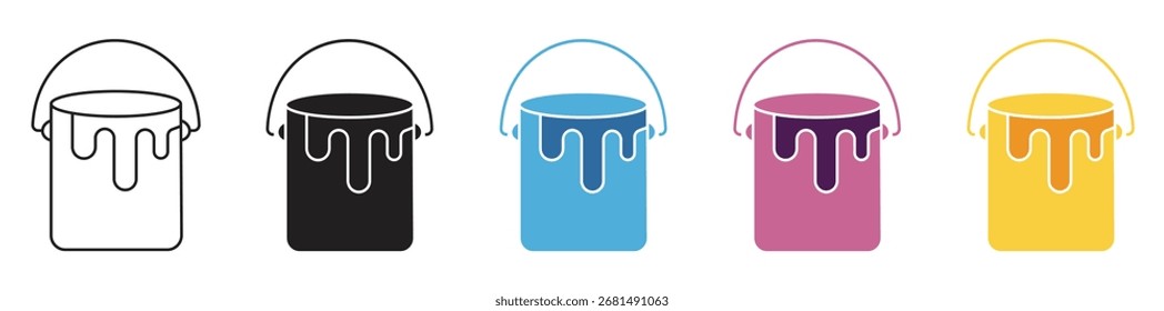 Conjunto de iconos de cubo de pintura aislado sobre fondo blanco. Ilustración vectorial.