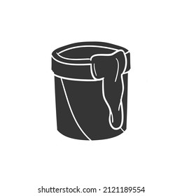 Paint Bucket Icon Silhouette Illustration. Container Decor House Vector Graphic Pictogram Symbol Clip Art. Doodle Sketch Black Sign.