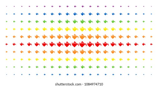 Paint bucket icon spectrum halftone pattern. Vector paint bucket pictograms are organized into halftone array with vertical spectrum gradient. Constructed for backgrounds, covers,