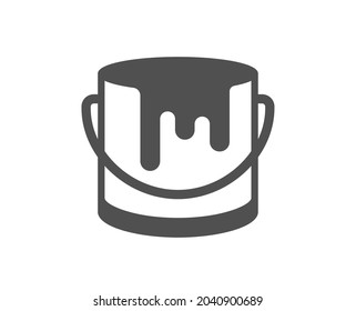Paint bucket icon. Tin of acrylic paint sign. Painter can symbol. Classic flat style. Quality design element. Simple paint icon. Vector