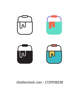 paint bucket icon vector with different style design. isolated on white background