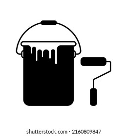 Paint bucket icon. vector illustration color editable