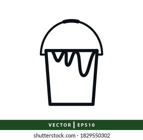 Paint bucket icon vector logo design template