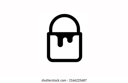 paint bucket icon vector simple outline style with white background