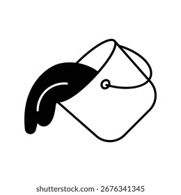 Icono de cubo de pintura con fondo blanco Vector Ilustración de stock