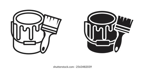 Paint bucket icons in outline and fill. vector illustration for ui.