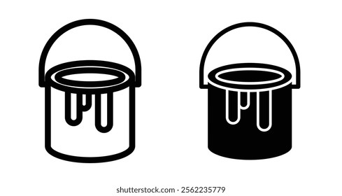 Paint bucket Icons pack in outlined and flat versions