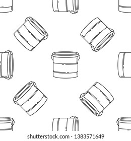 Paint bucket isolated seamless pattern on white background. llustration on the theme of apartment renovation and tools for repair.