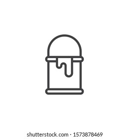 Paint bucket line icon. linear style sign for mobile concept and web design. Bucket with paint splash outline vector icon. Symbol, logo illustration. Vector graphics