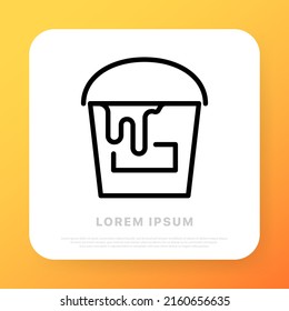 Paint bucket line icon. Repair, new, beautiful, wall, floor, color. Home repairs concept. Vector line icon for Business and Advertising.