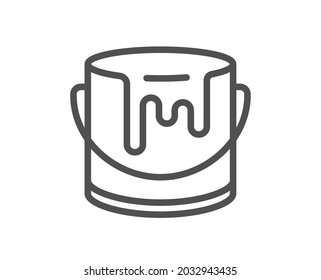 Paint bucket line icon. Tin of acrylic paint sign. Painter can symbol. Quality design element. Linear style paint icon. Editable stroke. Vector