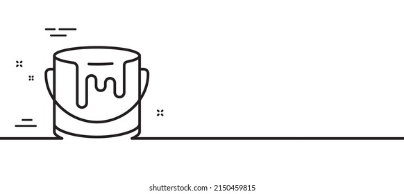 Paint bucket line icon. Tin of acrylic paint sign. Painter can symbol. Minimal line illustration background. Paint line icon pattern banner. White web template concept. Vector