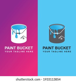 Paint Bucket Logo Design Template-a bucket, a can of paint, glue pouring out.