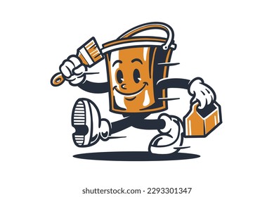 Paint bucket mascot logo cartoon character illustration vector