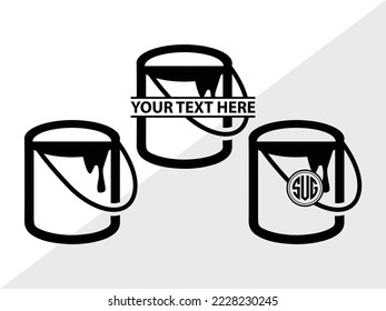Paint Bucket Monogram Printable Vector Illustration