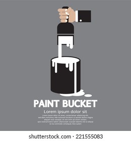 Paint Bucket With Paintbrush In Hand Vector Illustration