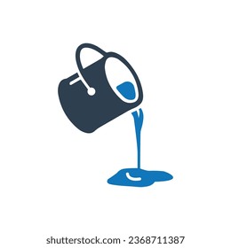 Paint bucket pouring icon vector