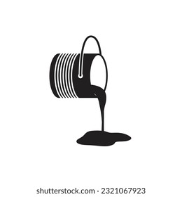 Paint bucket pouring vector logo, icon eps