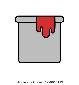 Paint bucket with red paint cartoon vector illustration