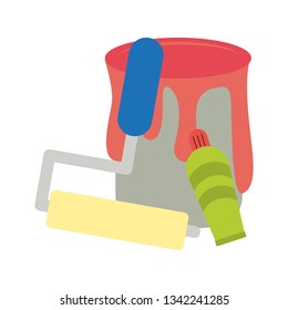 Paint bucket with roilling pin and spray bottle