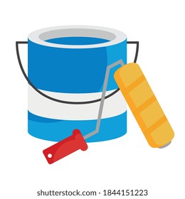 paint bucket and roll design of construction remodeling working and repairing theme Vector illustration
