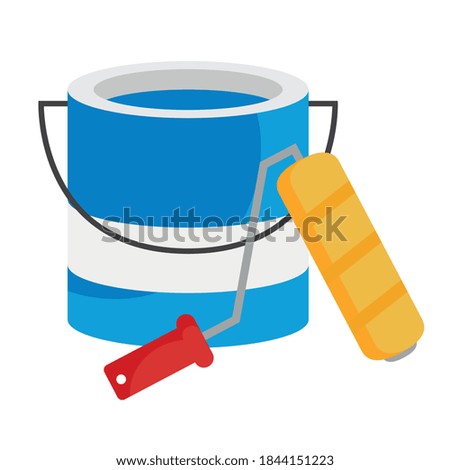 paint bucket and roll design of construction remodeling working and repairing theme Vector illustration