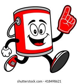Paint Bucket Running with a Foam Finger