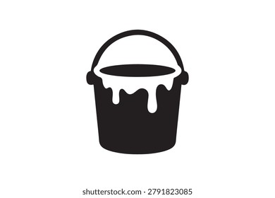 Paint Bucket Silhouette Vector Icon