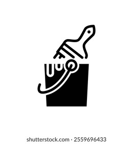 paint bucket solid icon vector design good for web or mobile app