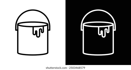 Paint bucket thin line vector icon set.