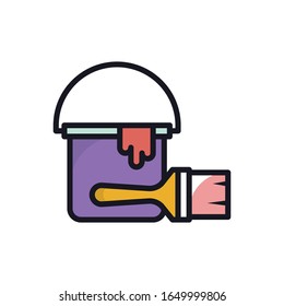 Paint Bucket Vector Filled Outline Icon. illustration Style 