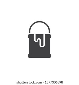 Paint bucket vector icon. filled flat sign for mobile concept and web design. Bucket with paint splash glyph icon. Symbol, logo illustration. Vector graphics