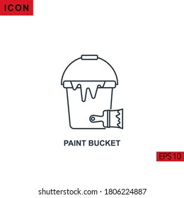 Paint Bucket vector icon on white background. Illustration line icon for graphic, print media interfaces and web design.
